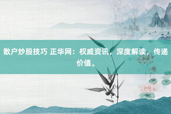 散户炒股技巧 正华网：权威资讯，深度解读，传递价值。