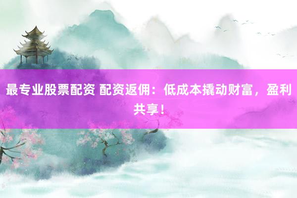 最专业股票配资 配资返佣：低成本撬动财富，盈利共享！