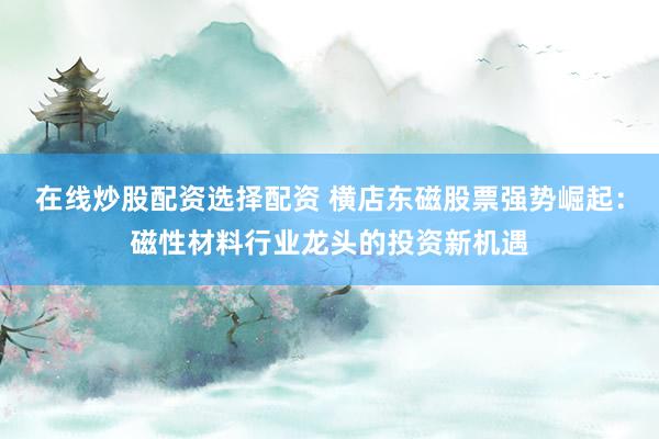 在线炒股配资选择配资 横店东磁股票强势崛起：磁性材料行业龙头的投资新机遇