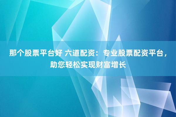 那个股票平台好 六道配资：专业股票配资平台，助您轻松实现财富增长