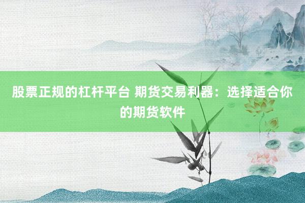 股票正规的杠杆平台 期货交易利器：选择适合你的期货软件