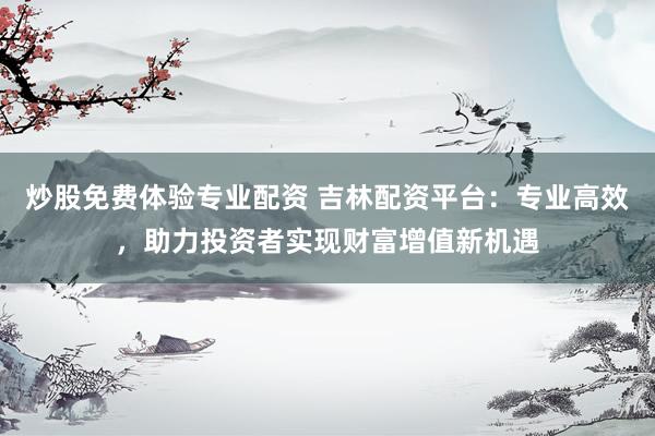 炒股免费体验专业配资 吉林配资平台：专业高效，助力投资者实现财富增值新机遇
