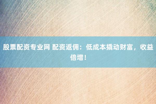 股票配资专业网 配资返佣：低成本撬动财富，收益倍增！