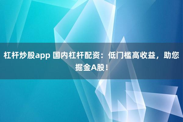 杠杆炒股app 国内杠杆配资：低门槛高收益，助您掘金A股！