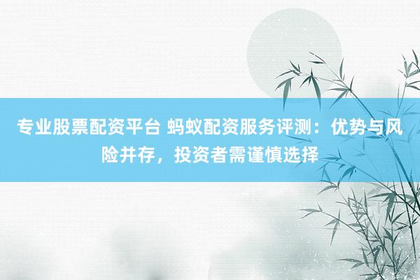 专业股票配资平台 蚂蚁配资服务评测：优势与风险并存，投资者需谨慎选择