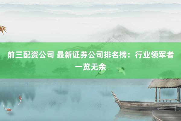 前三配资公司 最新证券公司排名榜：行业领军者一览无余