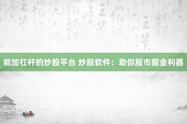 能加杠杆的炒股平台 炒股软件：助你股市掘金利器