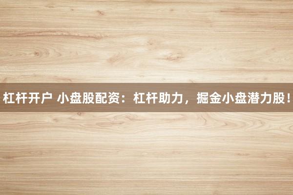 杠杆开户 小盘股配资：杠杆助力，掘金小盘潜力股！
