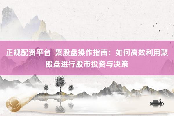 正规配资平台  聚股盘操作指南：如何高效利用聚股盘进行股市投资与决策