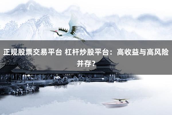 正规股票交易平台 杠杆炒股平台：高收益与高风险并存？